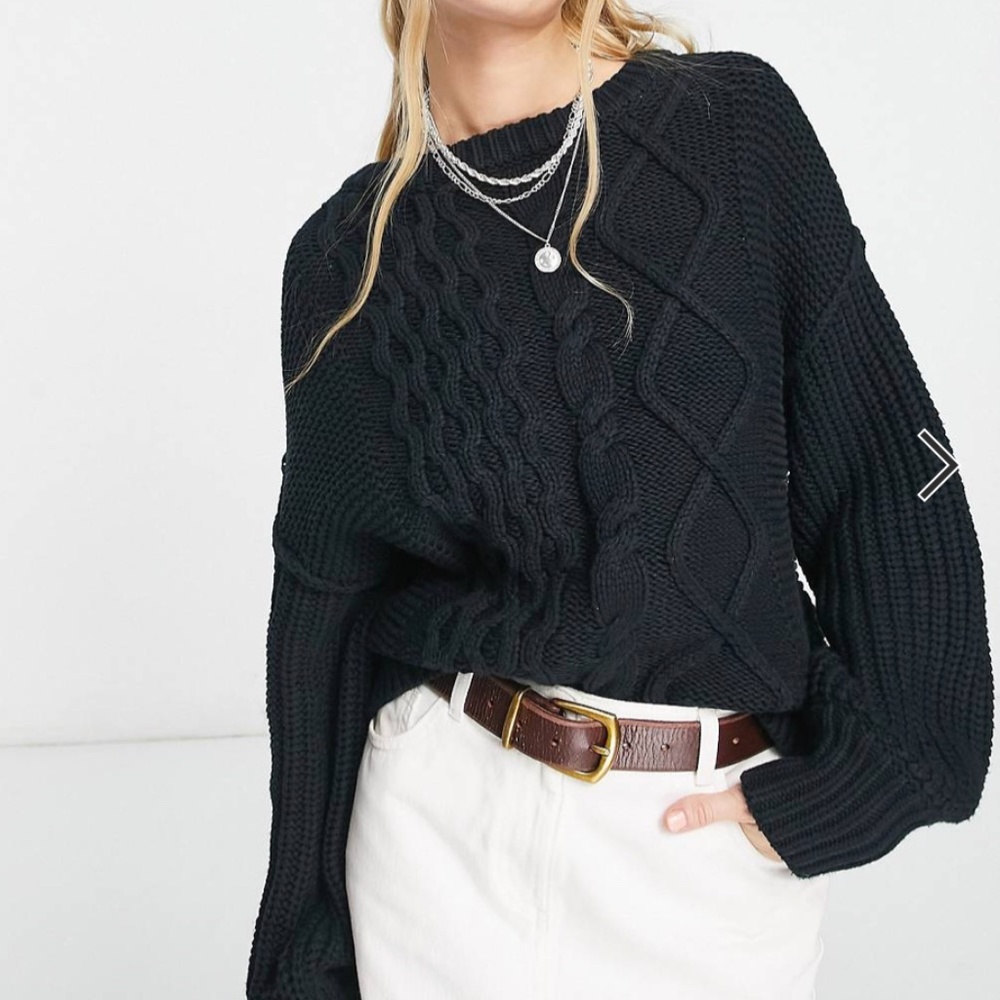 Free People Dream Cable Crew Neck